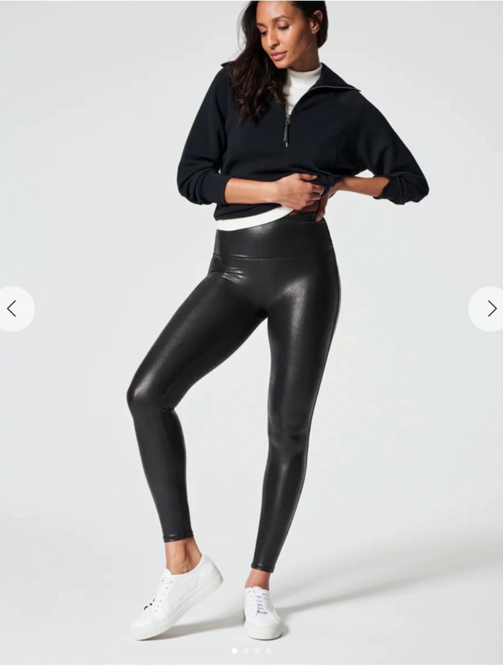 NEW SPANX Black High-Waist Faux-Leather Leggings Sz LP